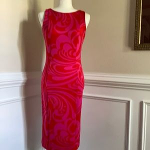 MICHAEL Michael Kors sleeveless body con dress in Pink and Red print
